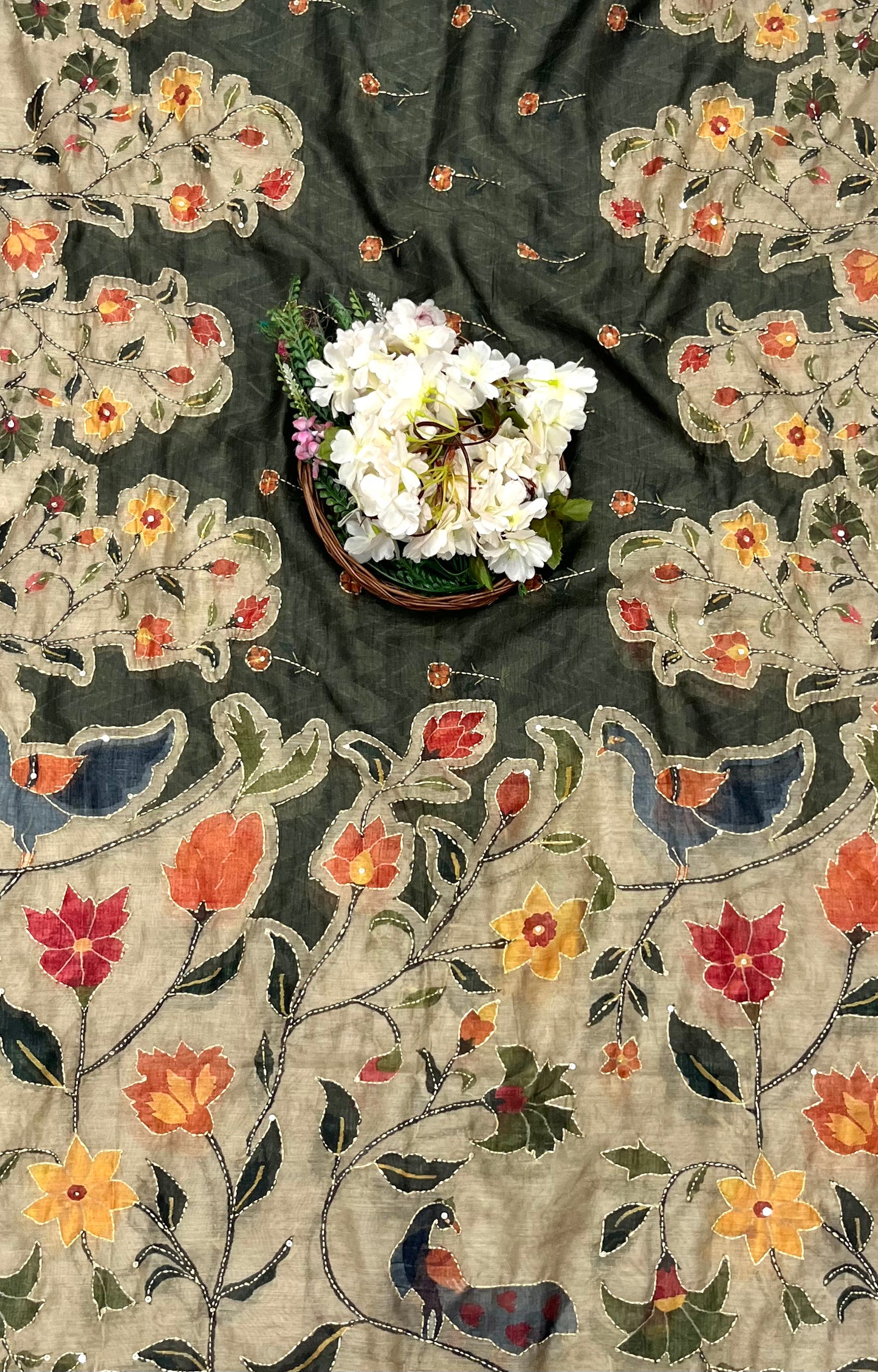 969 Mul Chanderi Dark Green Suit Fabric/ CKC Mul Cotton