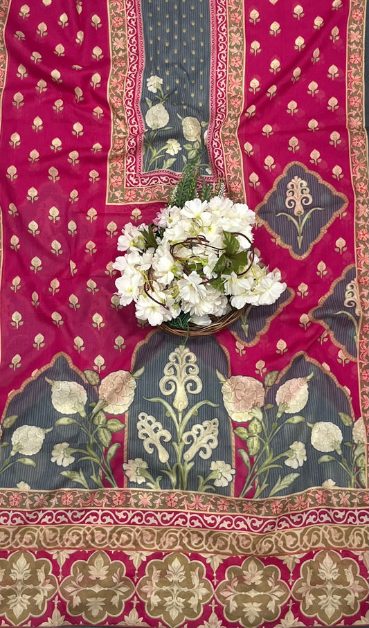 51A Cotton Dark Pink Suit Fabric / CKC Cotton Bazaar