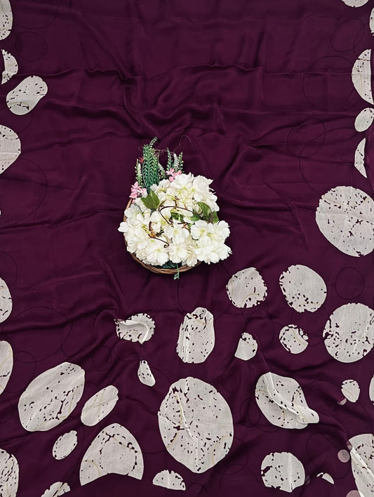 98 A Crepe Polka Wine Suit Fabric/ CKC Polka Story