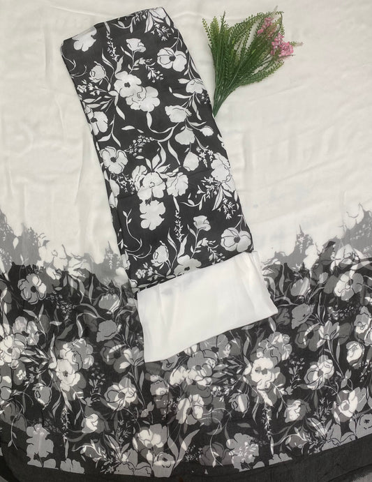 Chinon Black Suit Fabric / Phoolon Ka Ghar
