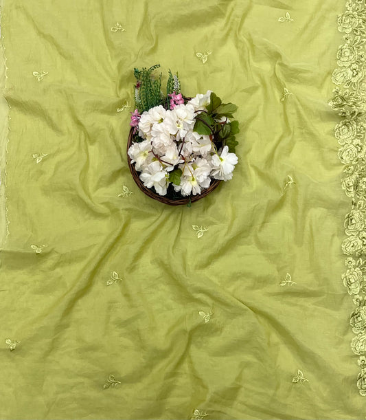161A Mul Cotton Green Suit Fabric/ CKC Mul Cotton