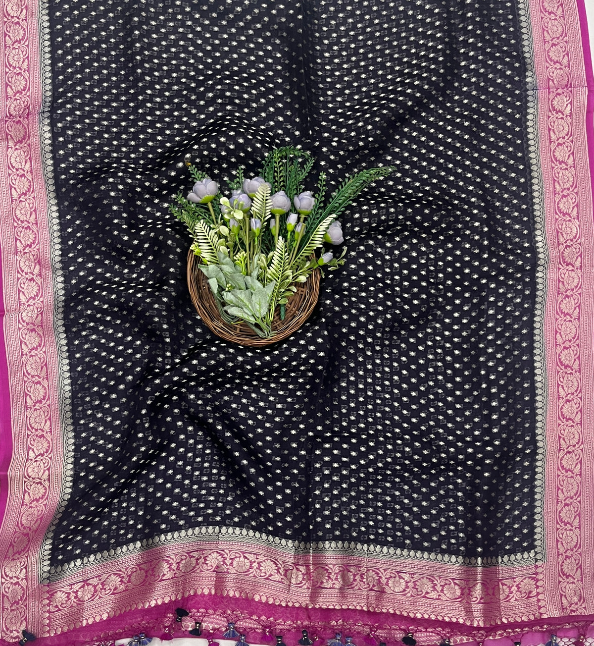 286C Pure Mul Cotton Hot Pink With Navy Blue Suit Fabric / CKC Mul Cotton