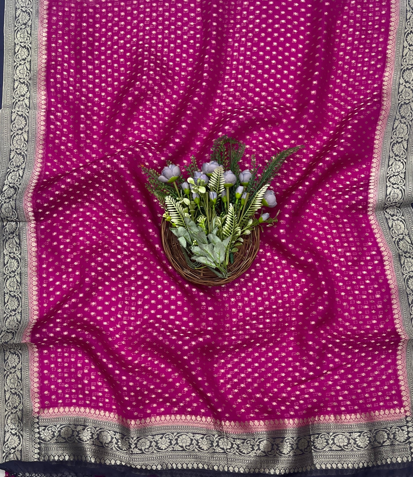 288C Pure Mul Cotton Navy Blue With Hot Pink Suit Fabric / CKC Mul Cotton
