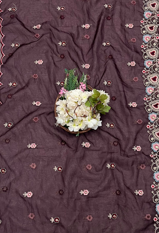 104 A Cotton Silk Dark Wine Suit Fabric/ CKC Partywear Collection