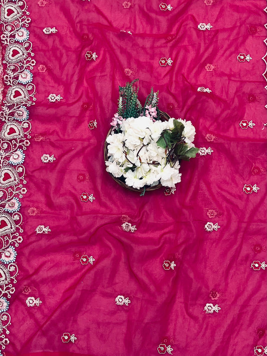 106 A Cotton Silk Magenta Suit Fabric/ CKC Partywear Collection