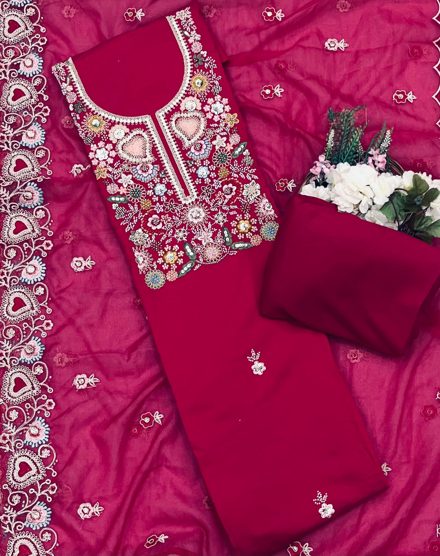 Cotton Silk Magenta Suit Fabric - Studio CKC