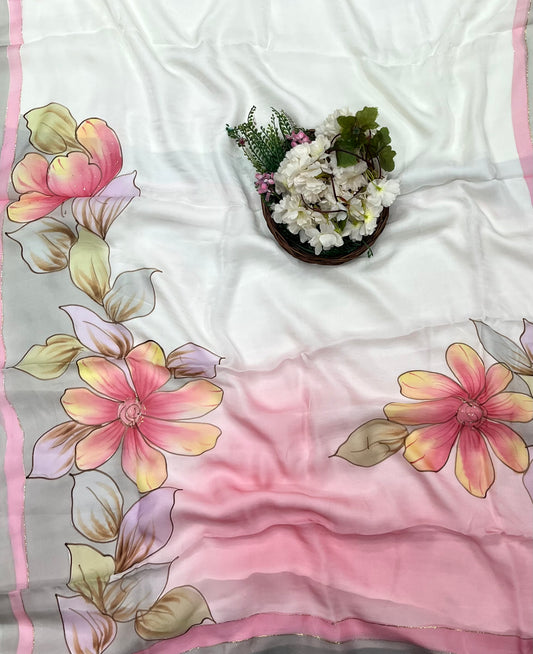 116 A Chinon Jacquard Peach Suit Fabric / CKC Phoolon Ka Ghar