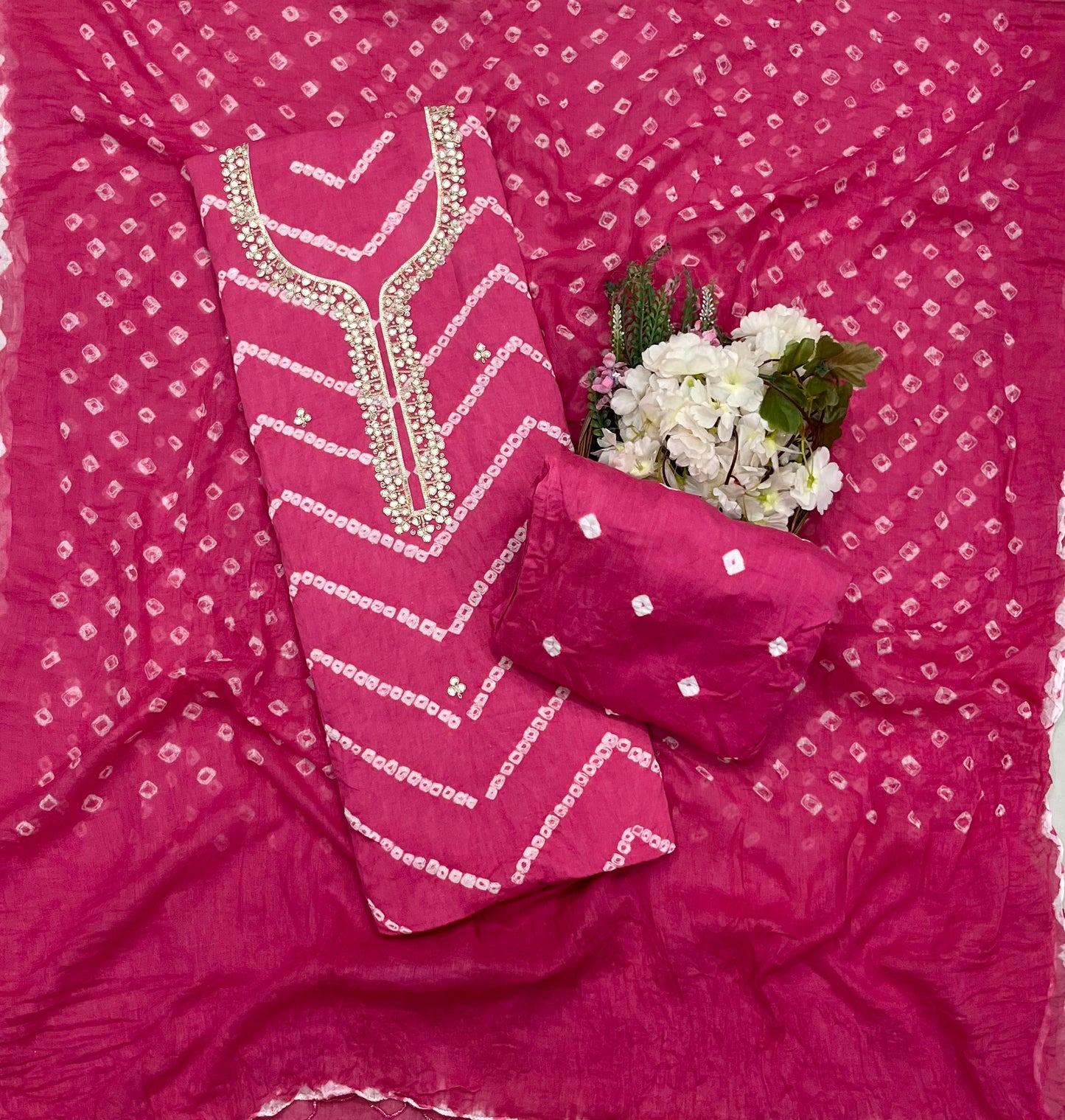 Jaipuri Cotton Pink Suit Fabric - Studio CKC
