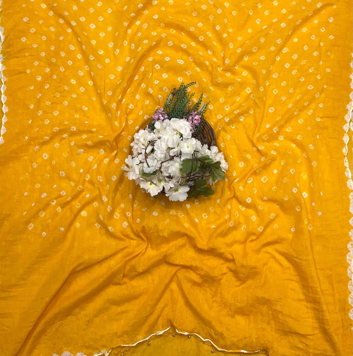 177A Jaipuri Cotton Yellow Suit Fabric / CKC Jaipuri Suits