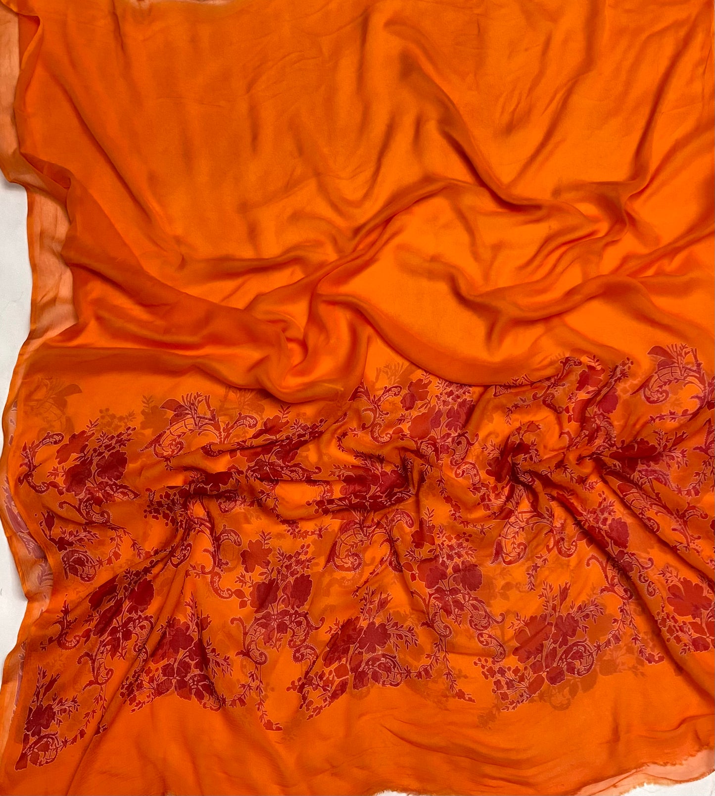 Crepe Orange Suit Fabric / Phoolon Ka Ghar
