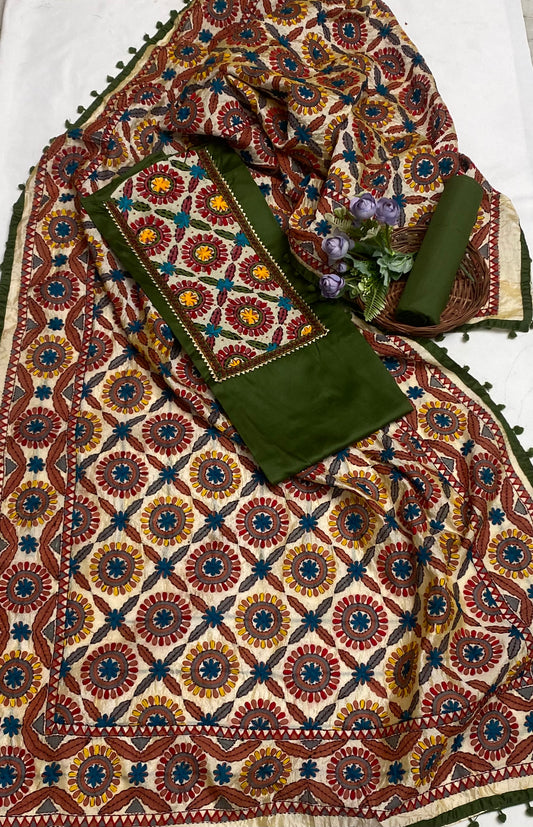 Cotton Green Suit Fabric / Jaipuri Suits