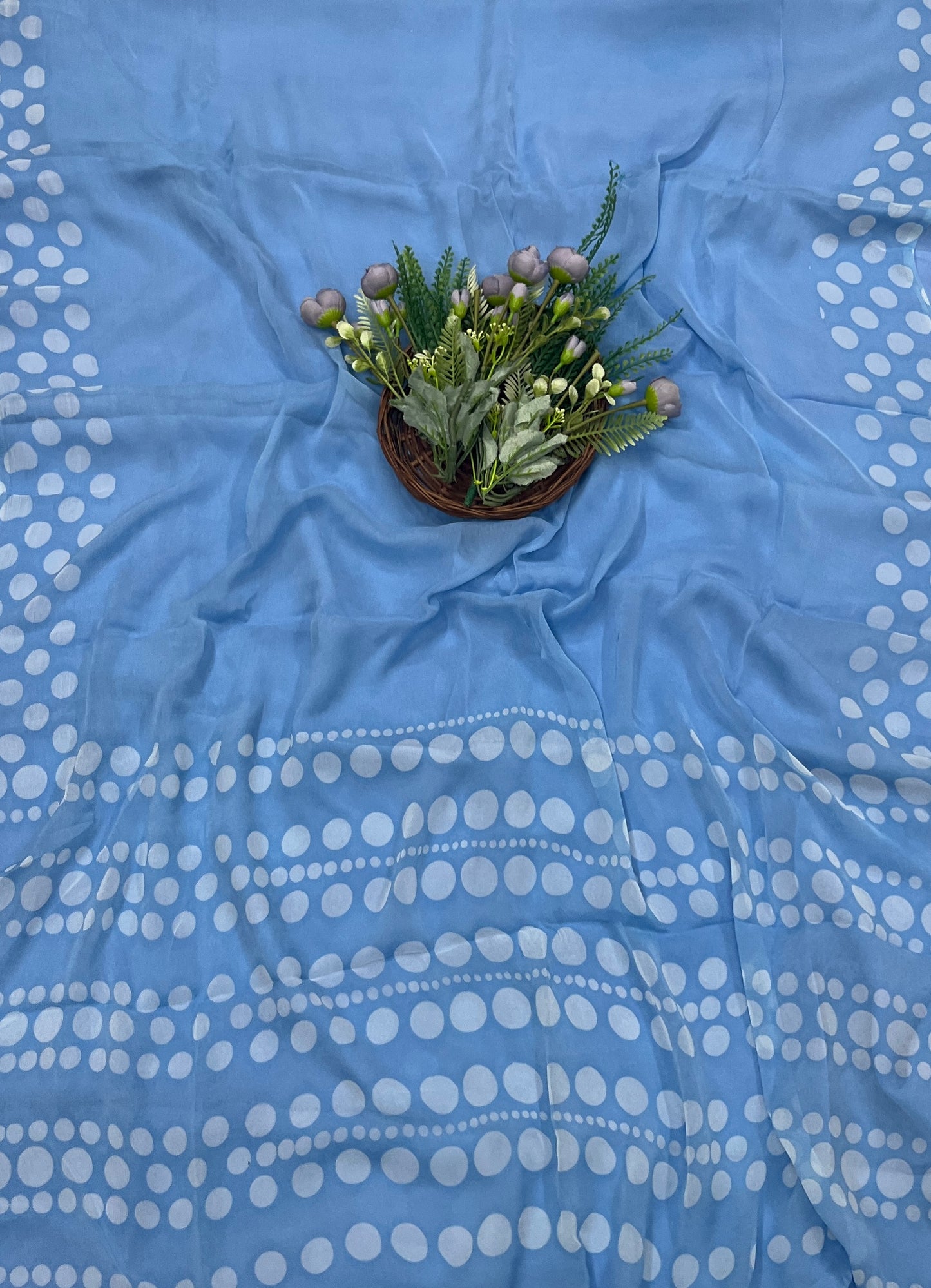 471A Crepe Polka Ice Blue Suit Fabric/ CKC Polka Story
