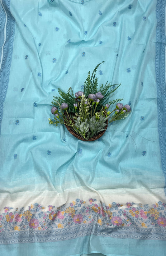 531A Handloom Cotton Sea Blue Suit Fabric / CKC Cotton Bazaar