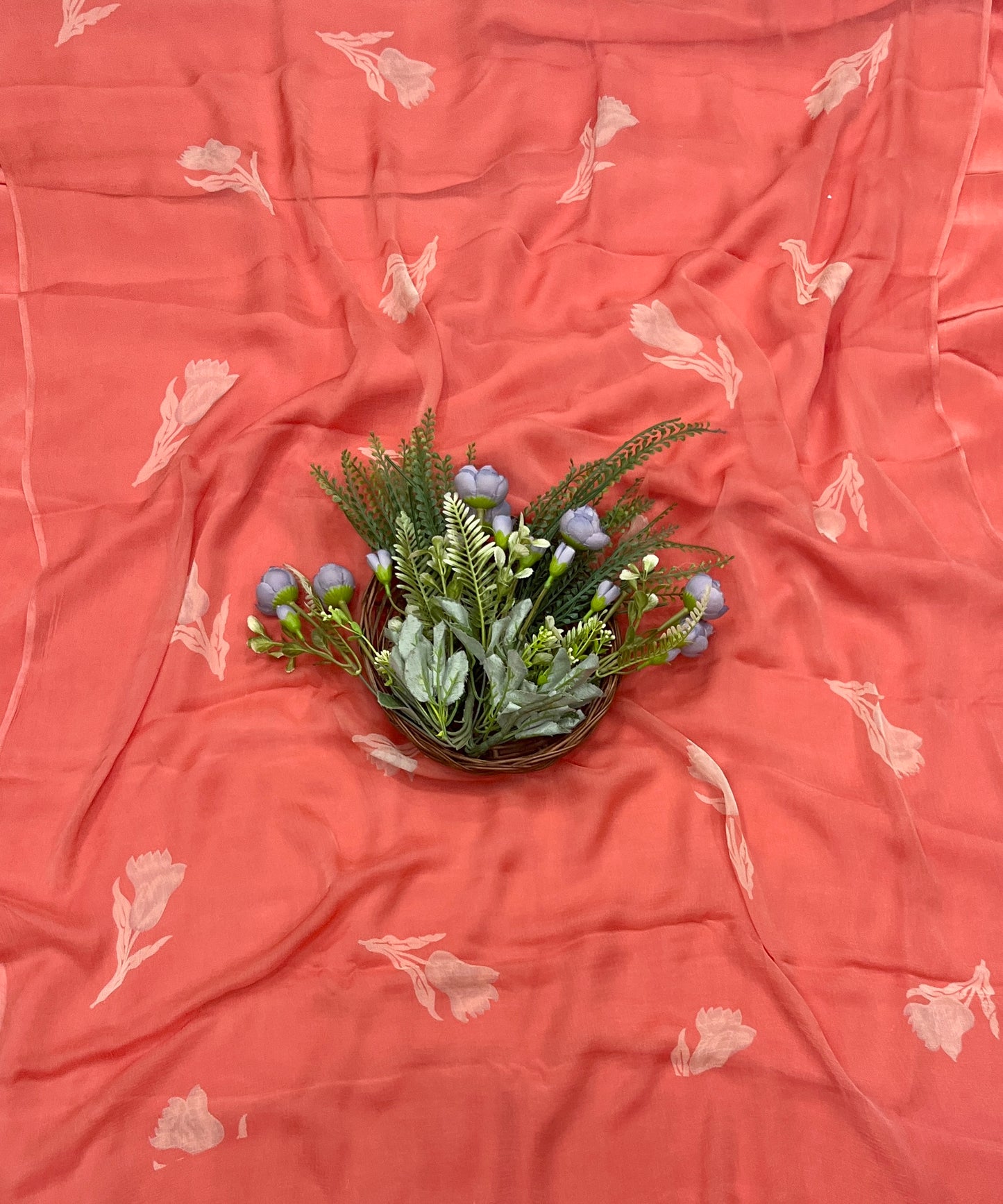 568A Chinon Carrot Red Suit Fabric / CKC Phoolon Ka Ghar