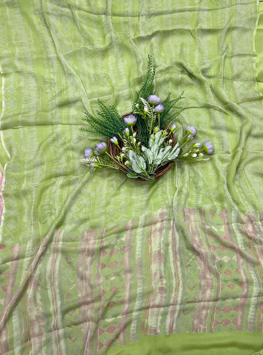 575A Chinon Pista Green Suit Fabric / CKC Phoolon Ka Ghar