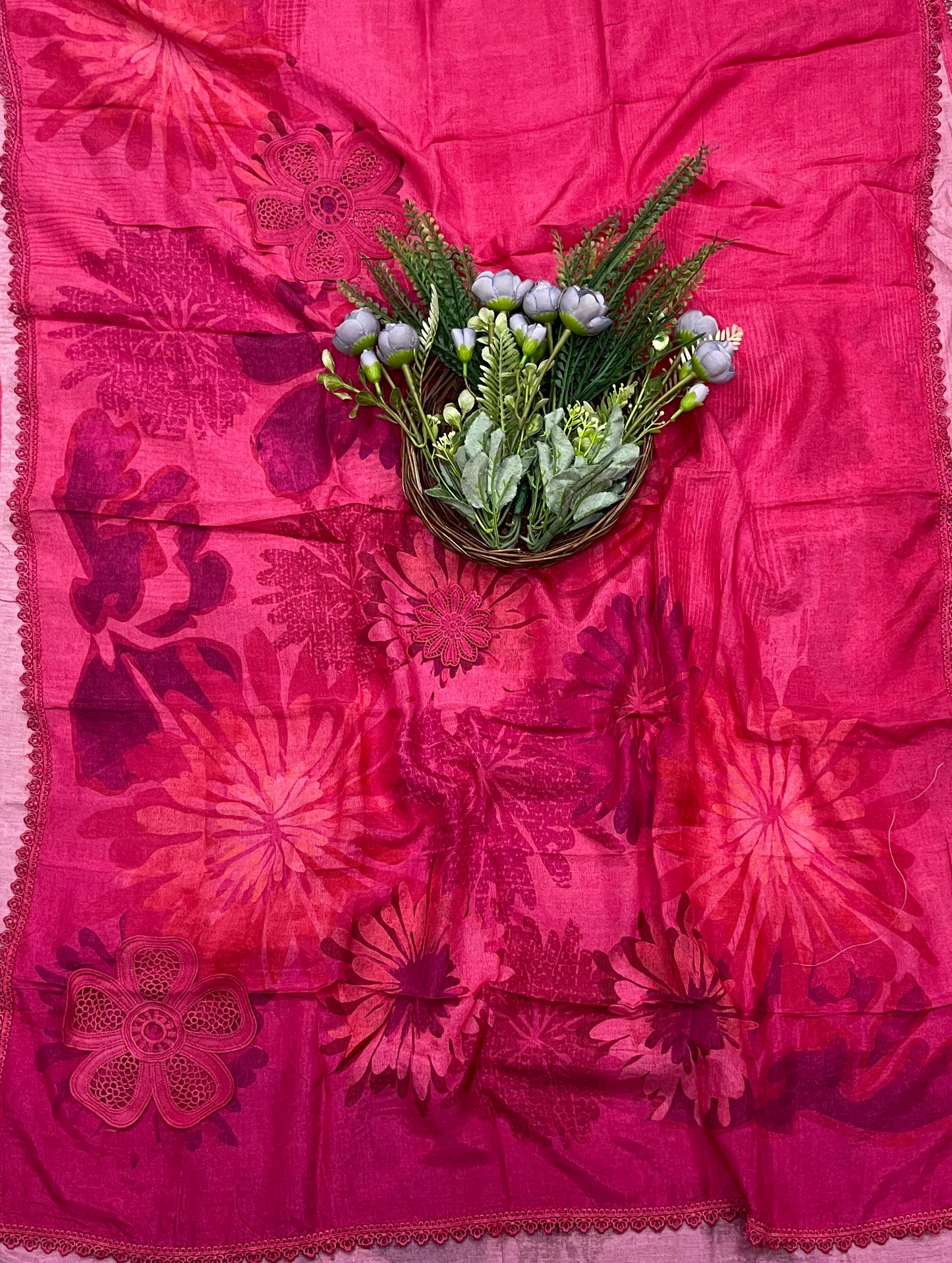 613A Cotton Hot Pink Suit Fabric / CKC Cotton Bazaar