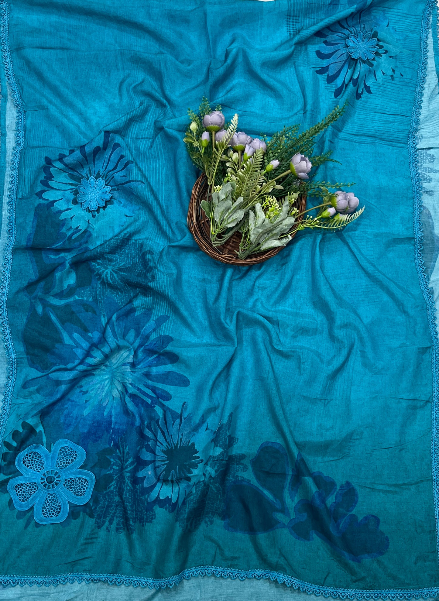 611A Cotton Teal Blue Suit Fabric / CKC Cotton Bazaar