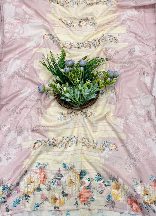 777A Cotton Dusty Peach With Lemon Suit Fabric / CKC Cotton Bazaar