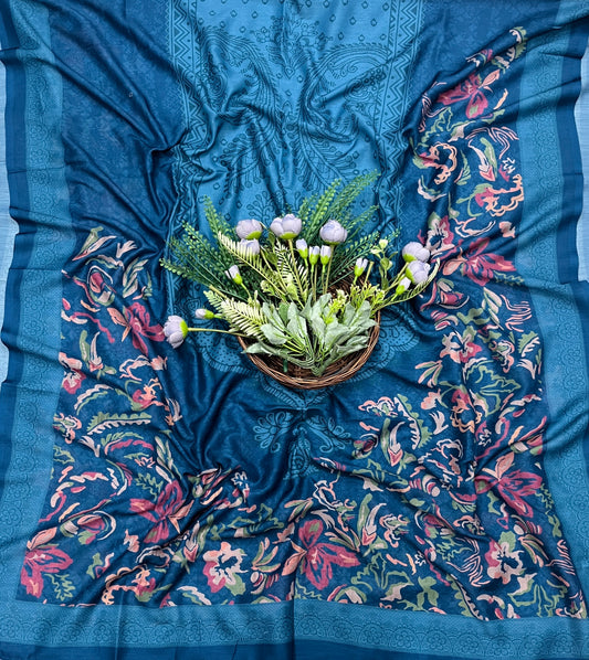723A Cotton Teal Blue Suit Fabric / CKC Cotton Bazaar