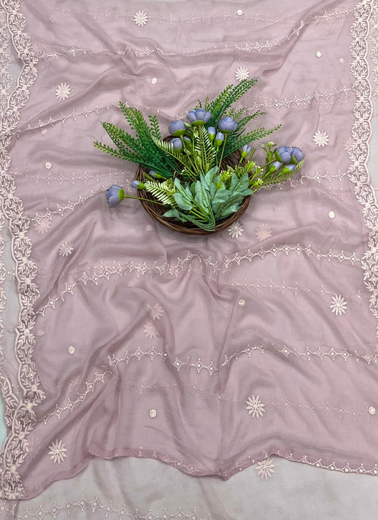 733A Lakhnavi Georgette Dusty Pink Suit Fabric / CKC Lakhnavi Suits