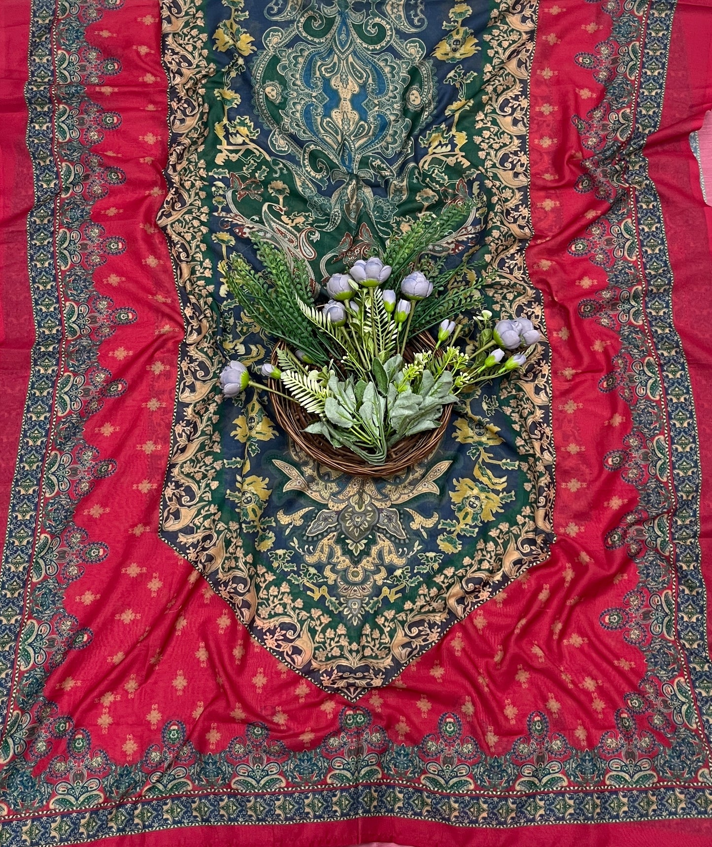 739A Cotton Red Suit Fabric / CKC Cotton Bazaar
