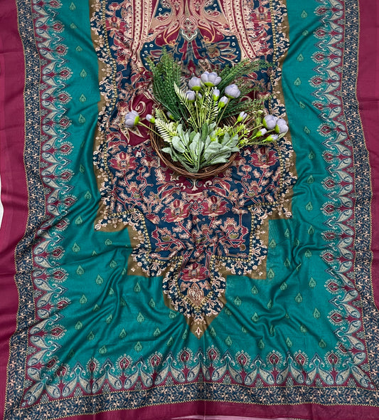 738A Cotton Teal Blue Suit Fabric / CKC Cotton Bazaar