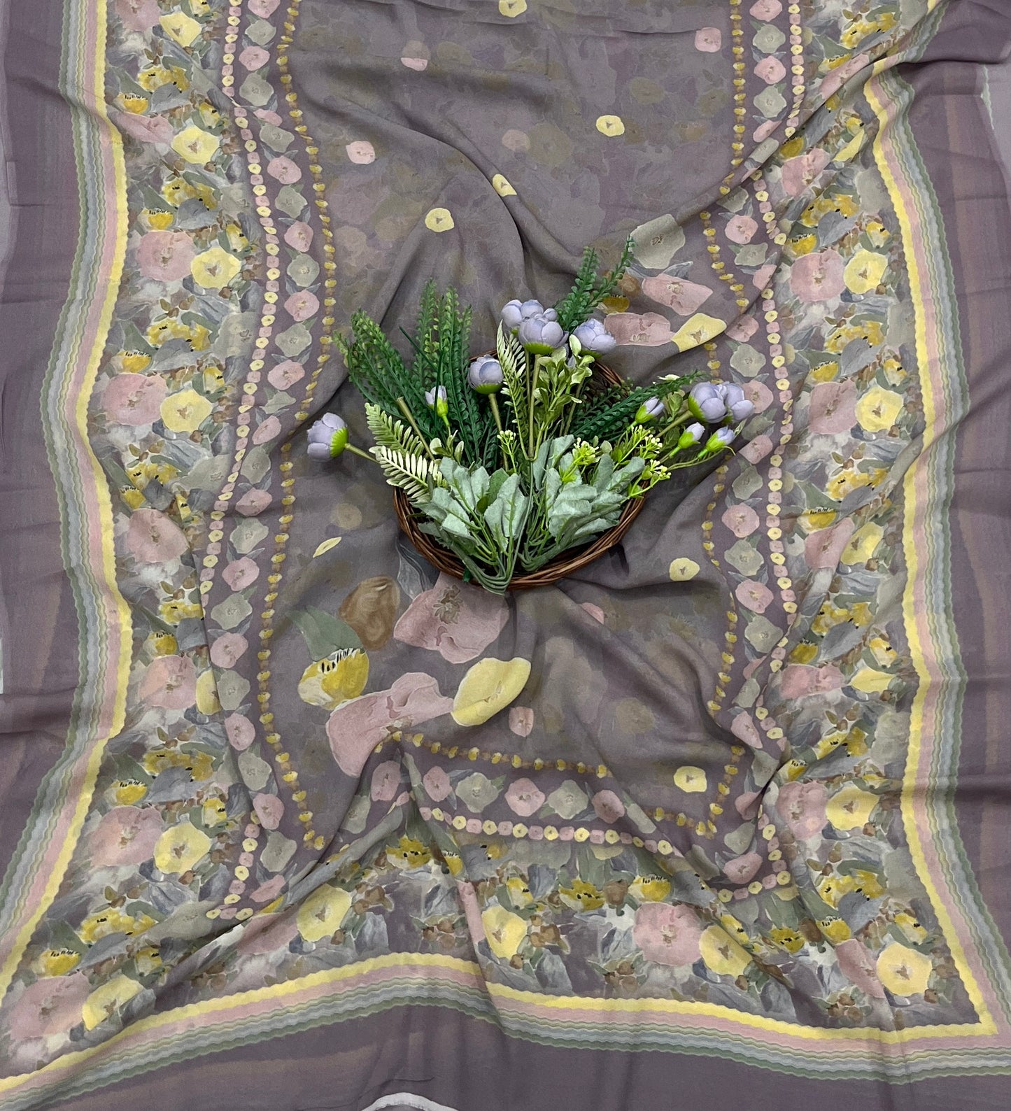 716A Georgette Dusty Dark grey Suit Fabric / CKC Georgette Suits