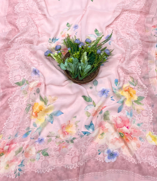 866A Georgette Peach Suit Fabric / CKC Georgette Suits
