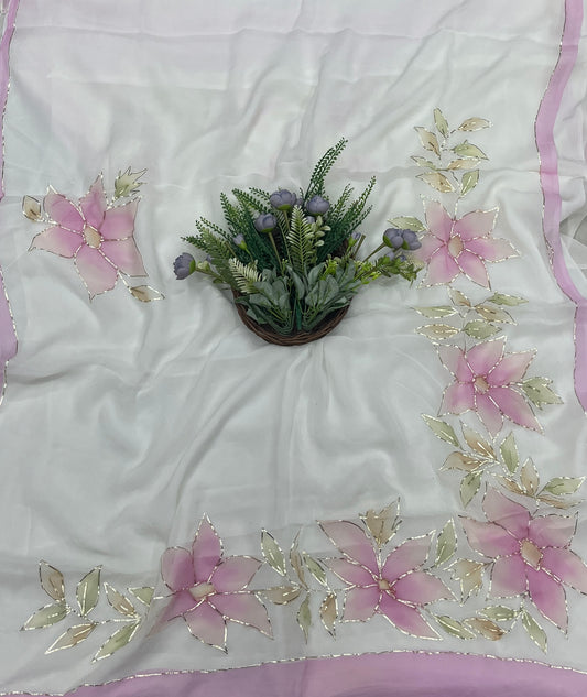 Chiffon Cream Suit Fabric/ CKC Partywear Collection