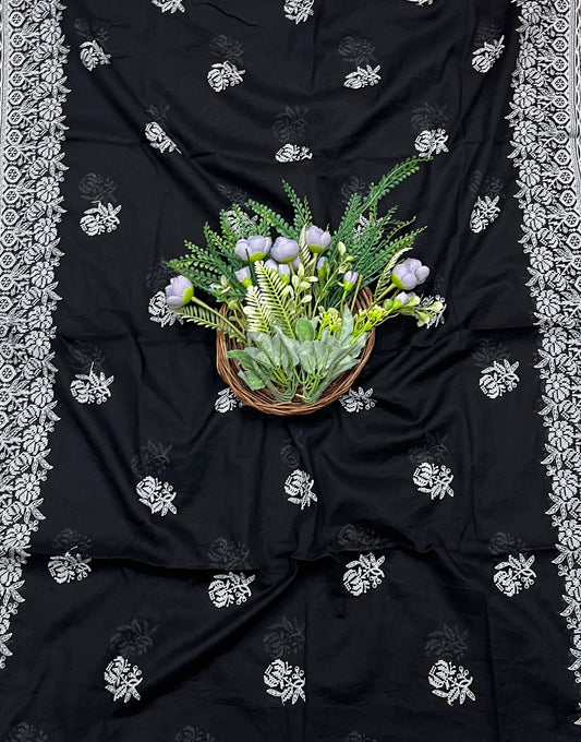 924A Cotton White With Black Suit Fabric / CKC Cotton Bazaar