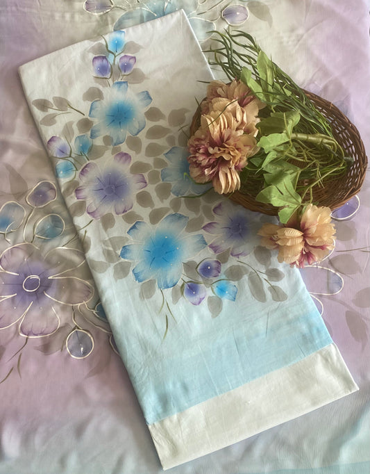Cotton Ice Blue Suit Fabric / New Product Sale