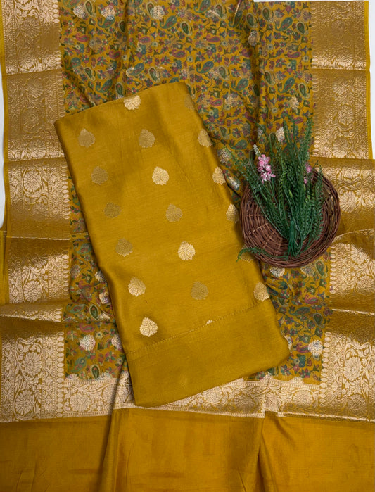 Pure Maheshwari Mustard Suit Fabric / Maheshwari Suits