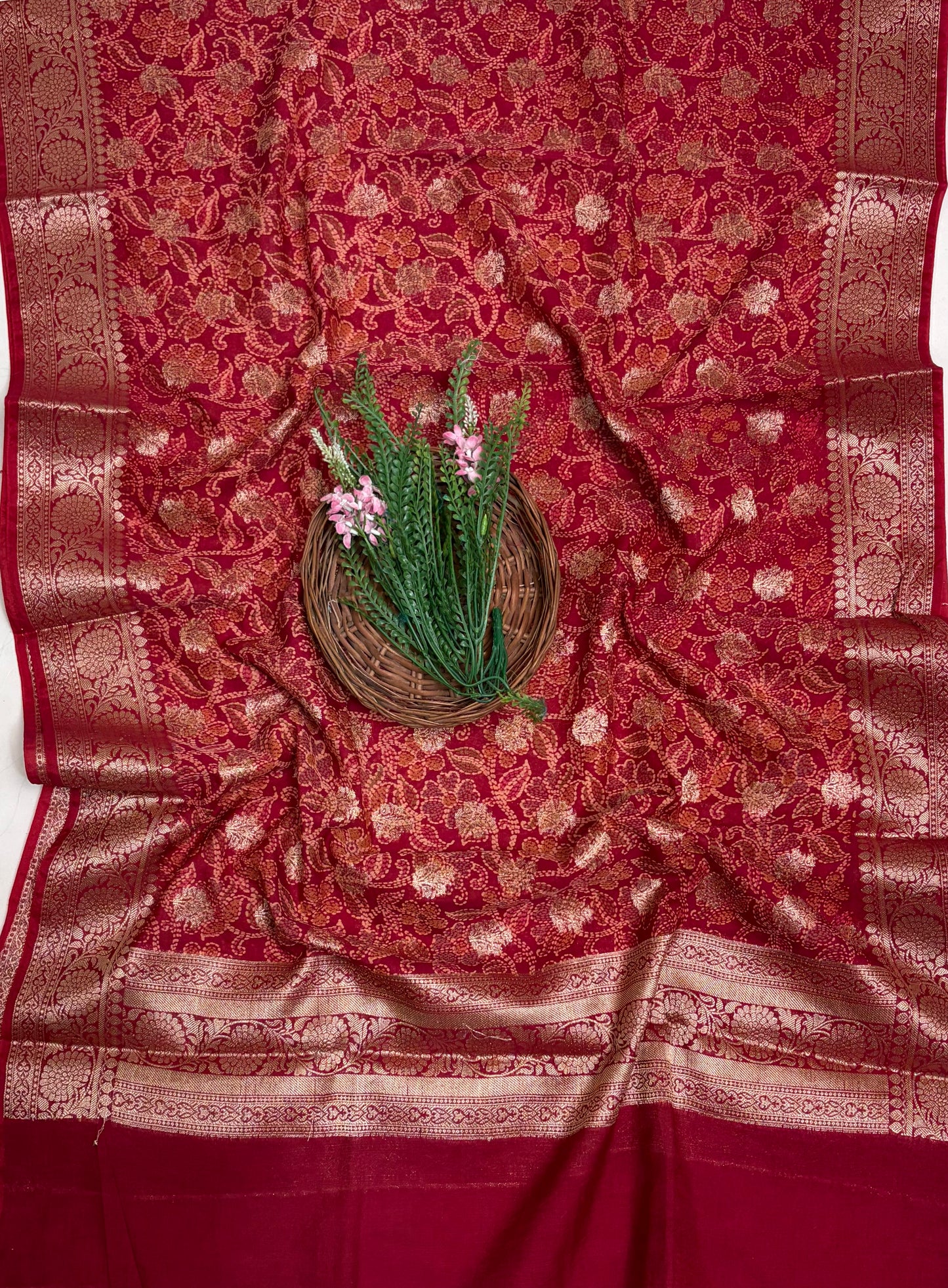 Pure Maheshwari Maroon Suit Fabric / Maheshwari Suits