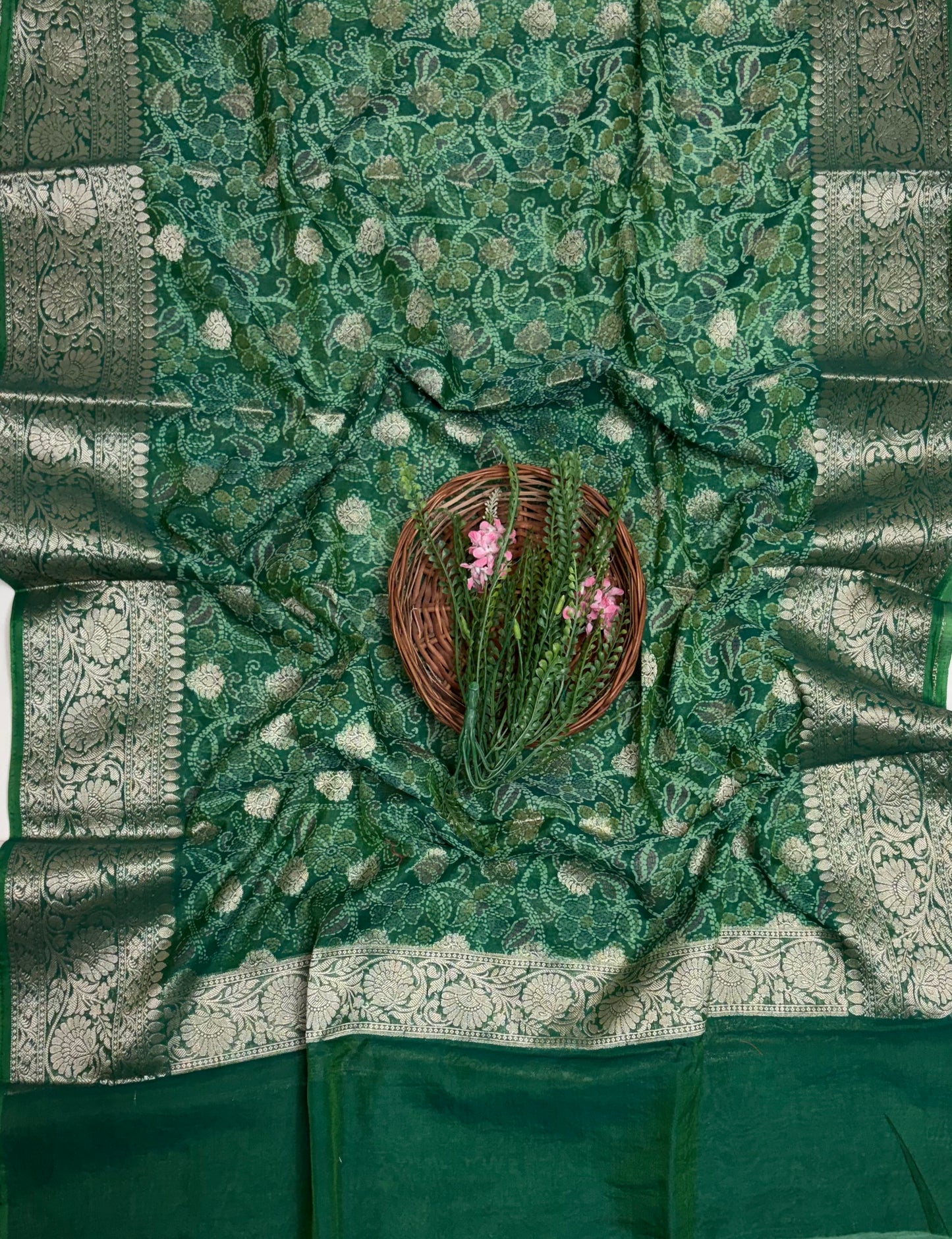 Pure Maheshwari Green Suit Fabric / Maheshwari Suits