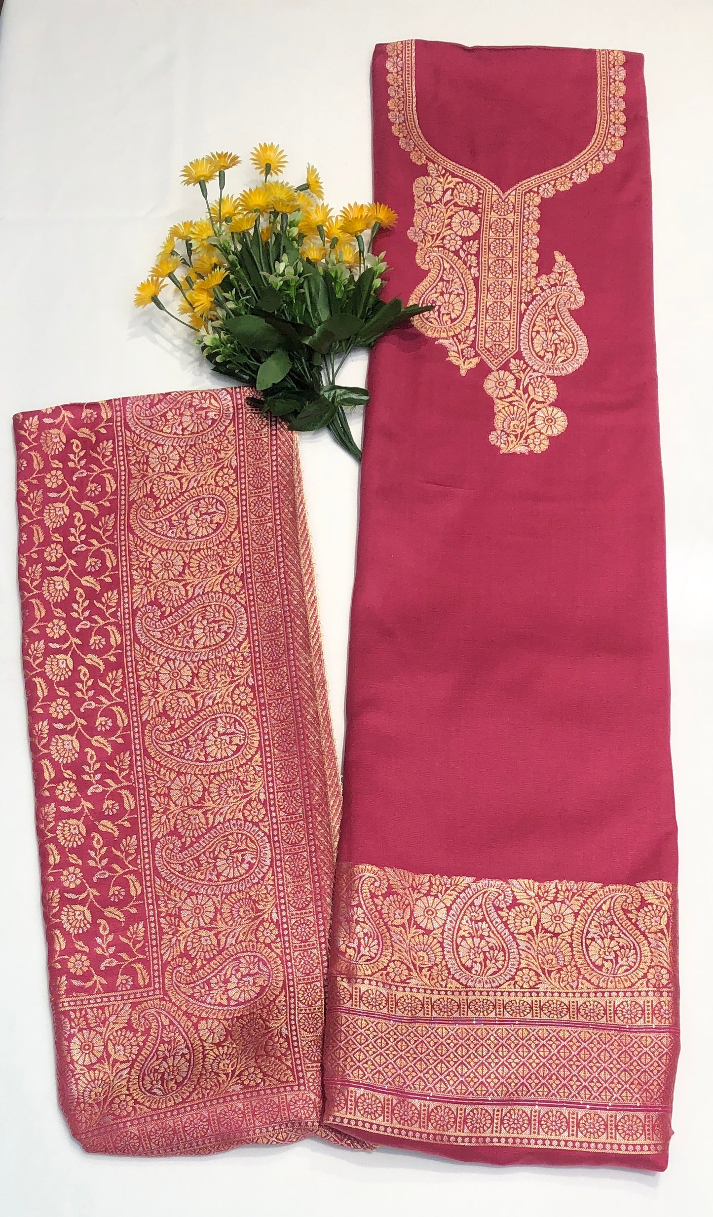Banarasi Pashmina Blush Pink Suit Fabric / Winter End Sale Collection PT 1