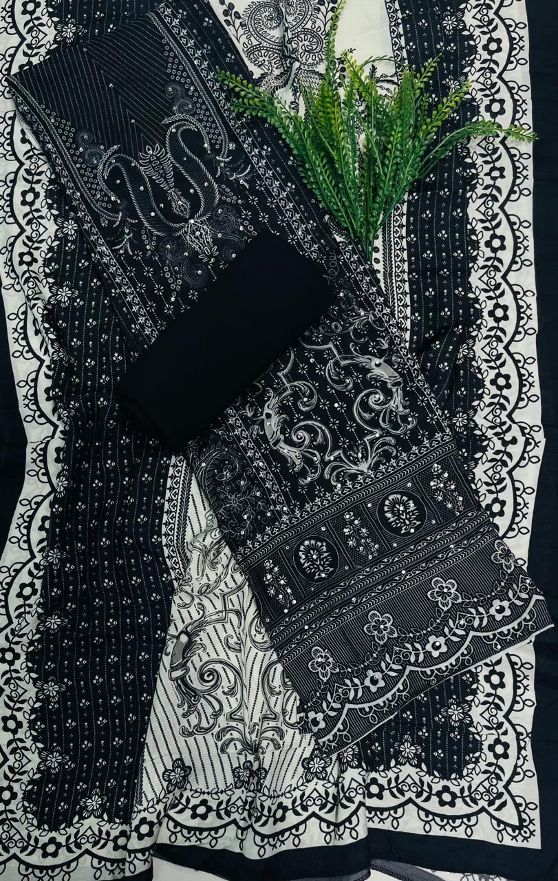 Muslin Black Suit Fabric/ Summer Market Collection
