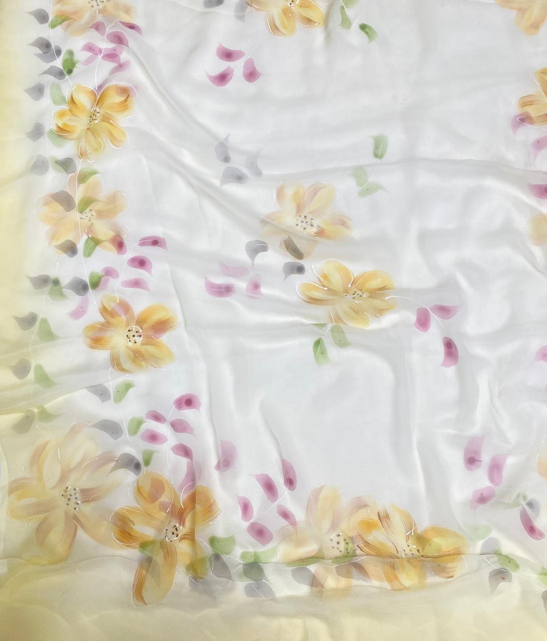Muslin Cream With Yellow Suit Fabric / Muslin Suits