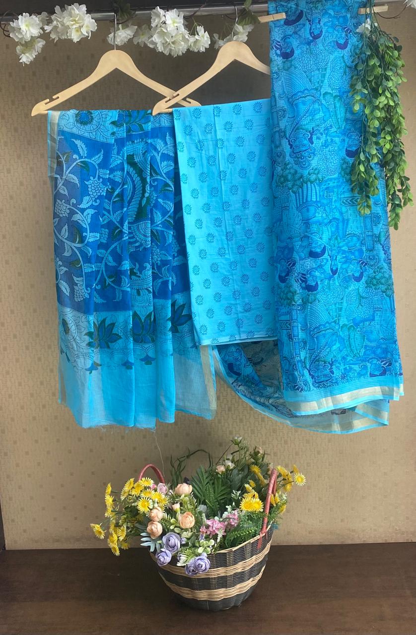 Kotta Doria Sky Blue Saree / Cotton Sarees