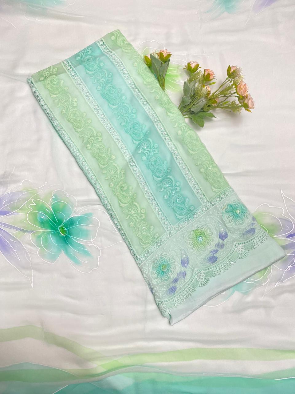 Georgette Sea Green Suit Fabric - Studio CKC