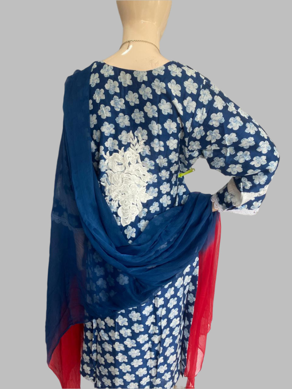 Muslin Navy Blue Suit Fabric / Blue Pansy
