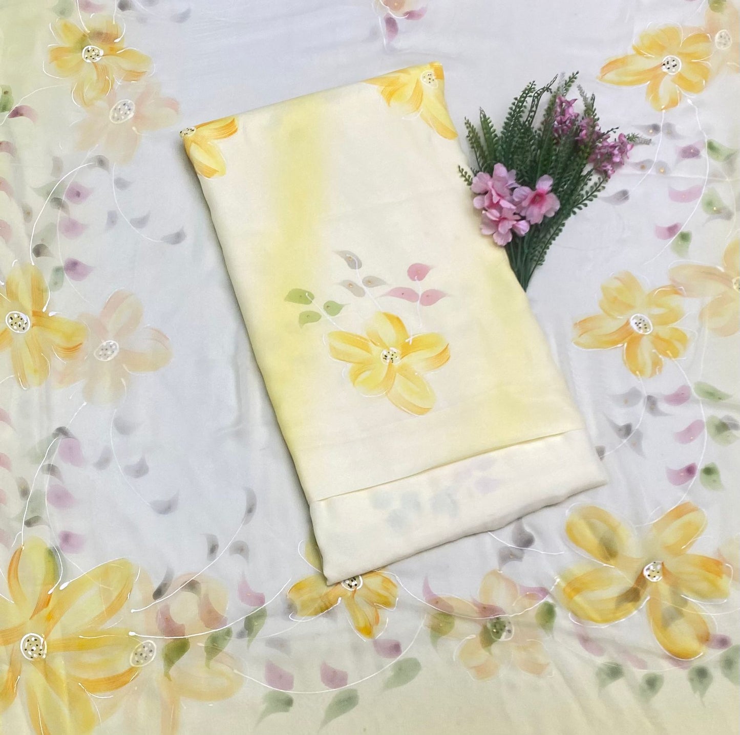 Mal Cotton Light Yellow Suit Fabric/ New Product Sale