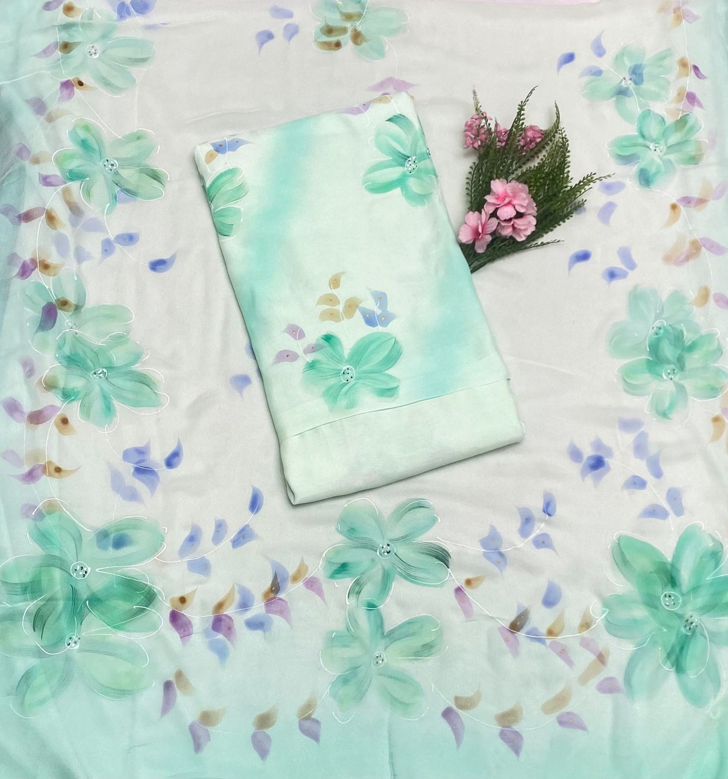 Mal Cotton Sea Green Suit Fabric/ New Product Sale