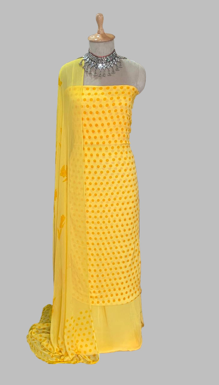 Chinon Polka Dot Yellow Suit Fabric / Polka Story