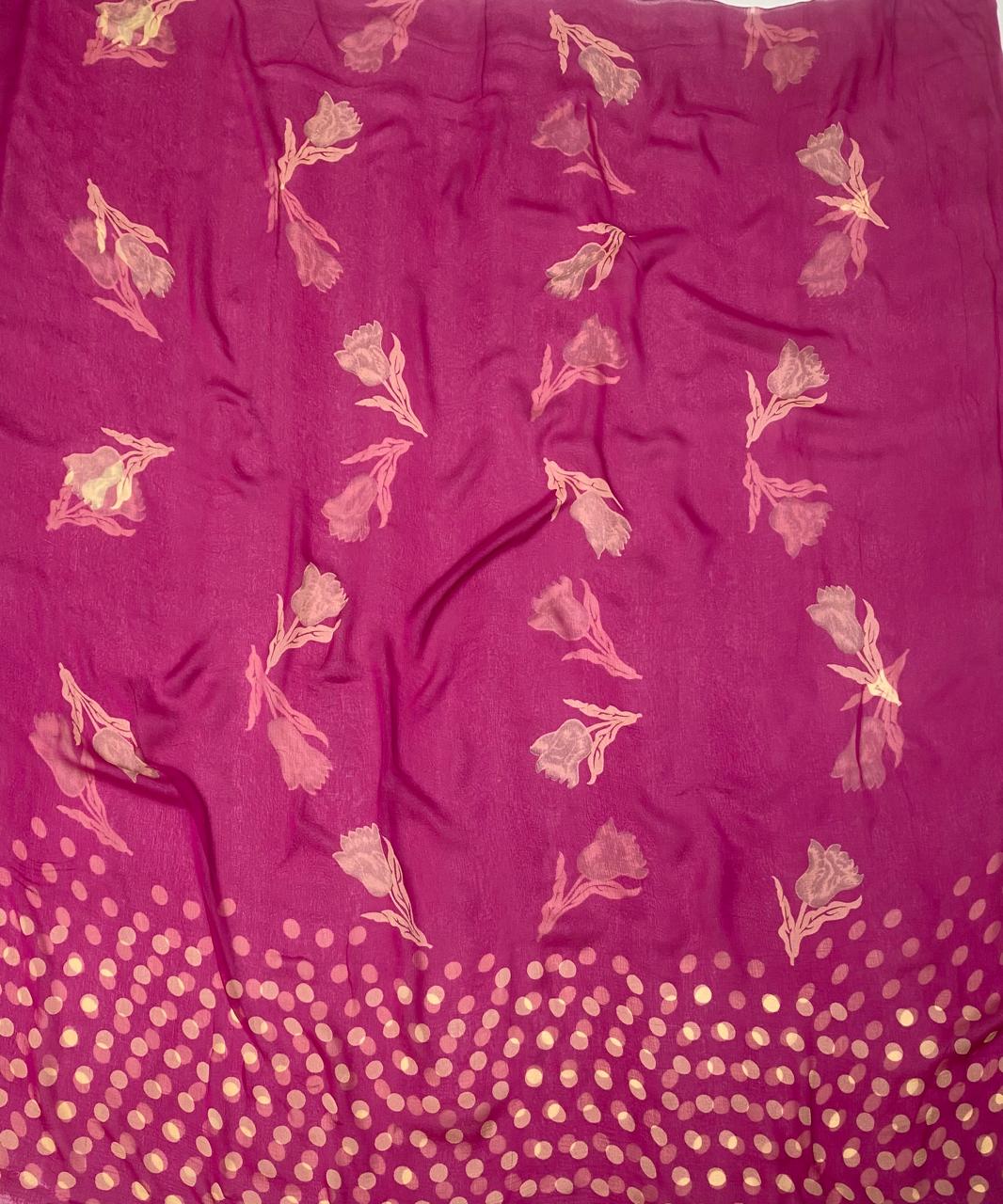 Crepe Polka Wine Suit Fabric/ Polka Story