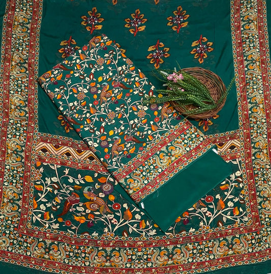 Tassar Cotton Dark Green Suit Fabric / Tassar Suits