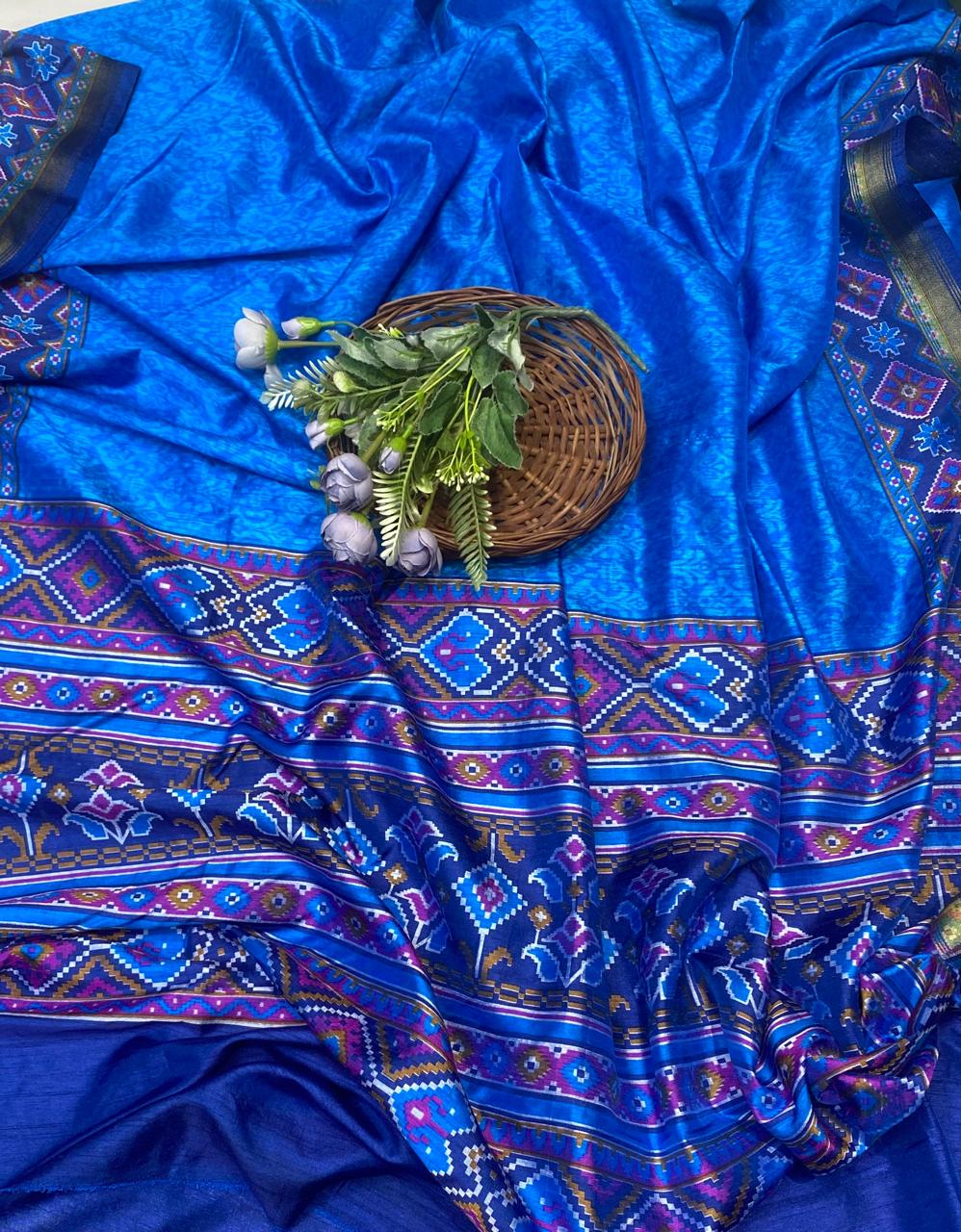Patola Silk Navy Blue  Suit Fabric / Summer Elegance