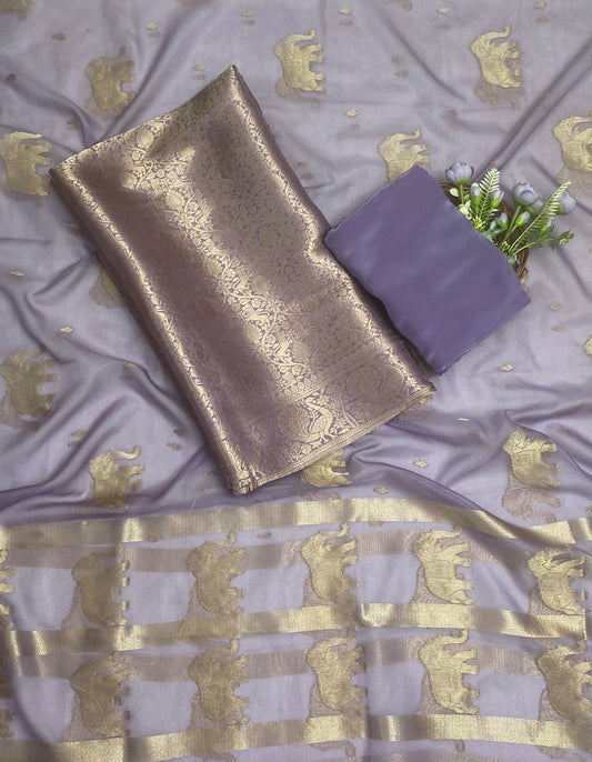 Brocade Mauve Suit Fabric / Banarasi Baithak
