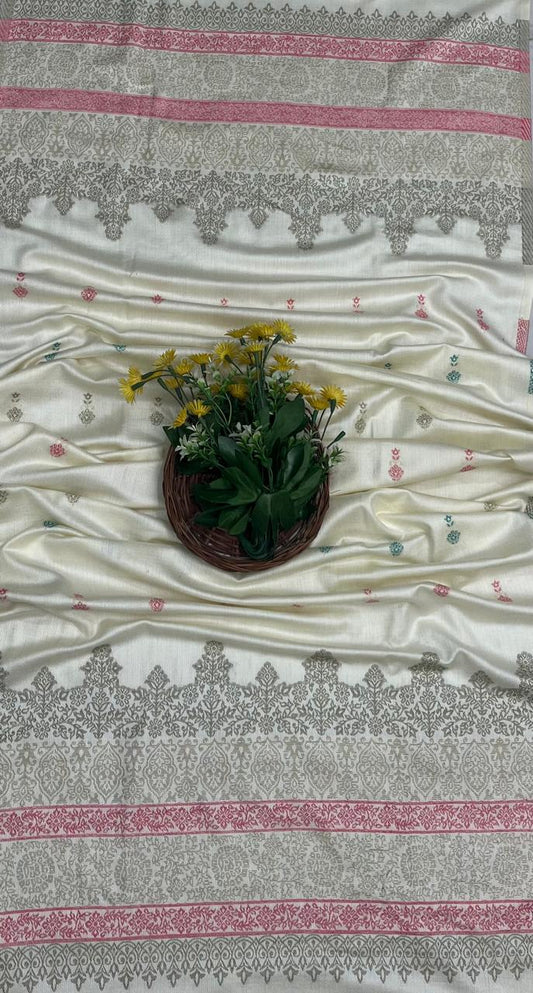 Pashmina Cream With Grey Suit Fabric/ CKC Winter Suits