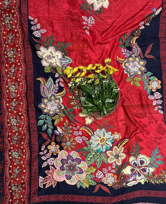 140A Cotton Red Suit Fabric / CKC Cotton Bazaar
