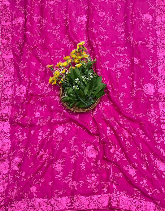 416A Crepe Hot Pink Suit Fabric/ CKC Partywear Collection